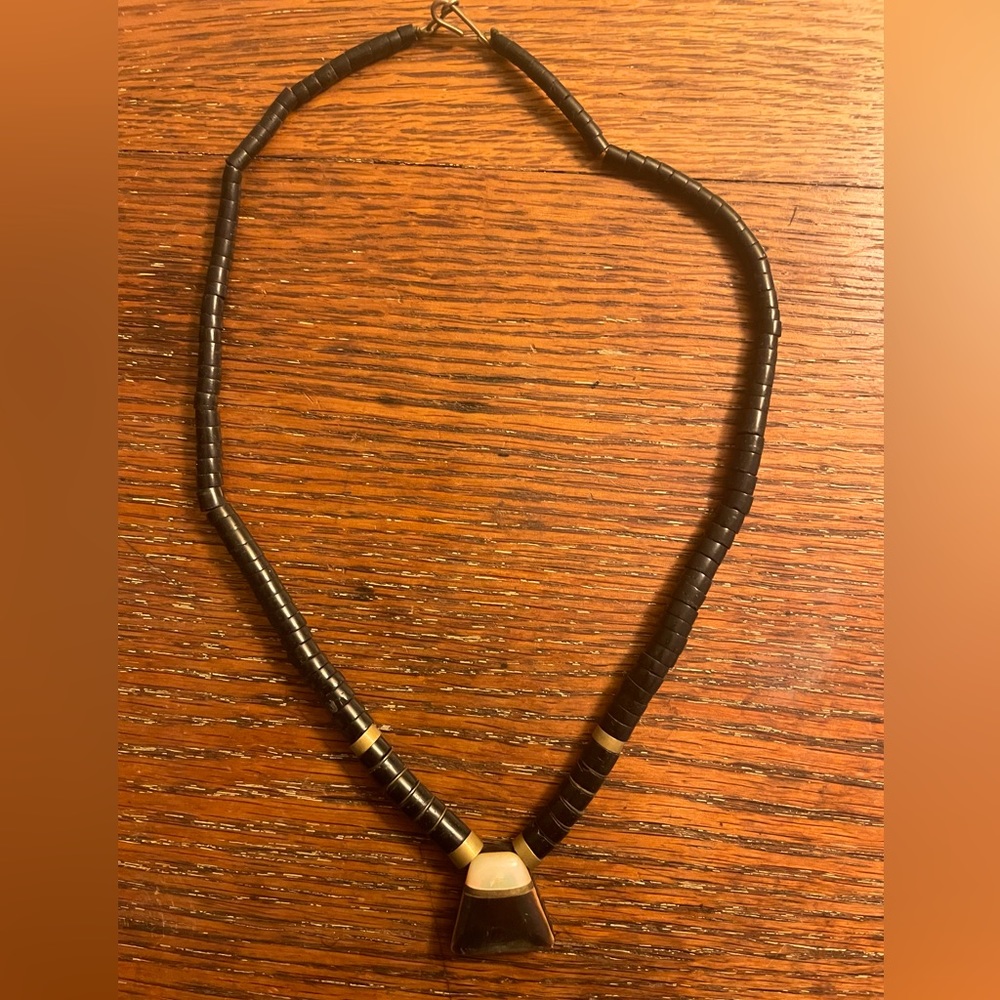 Vintage style brass and stone beaded necklace